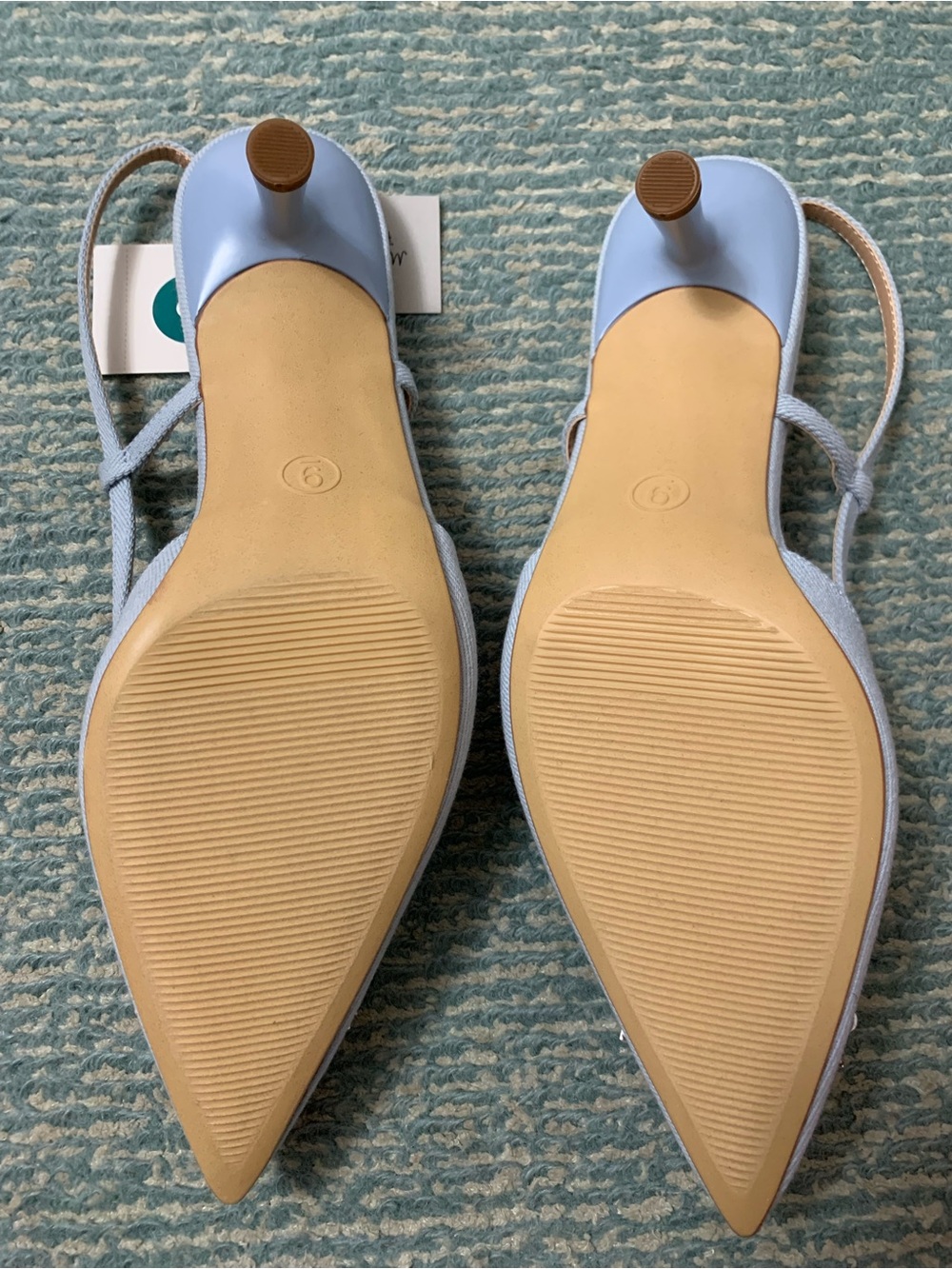 a new day Light Blue Chambray Jeweled Pointed Slingback Kitten Heel - Picture 3 of 8